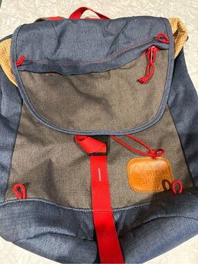 1978 High Sierra Blue and Red Canvas Backpack with draw string